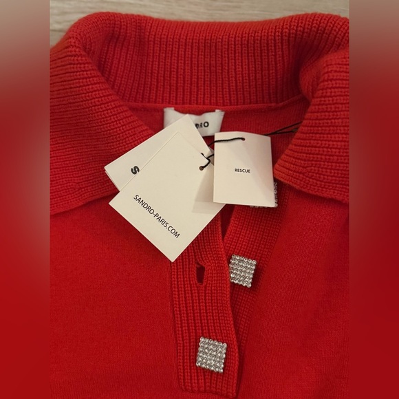 Sandro Red Collared Mini Dress - Picture 2 of 5